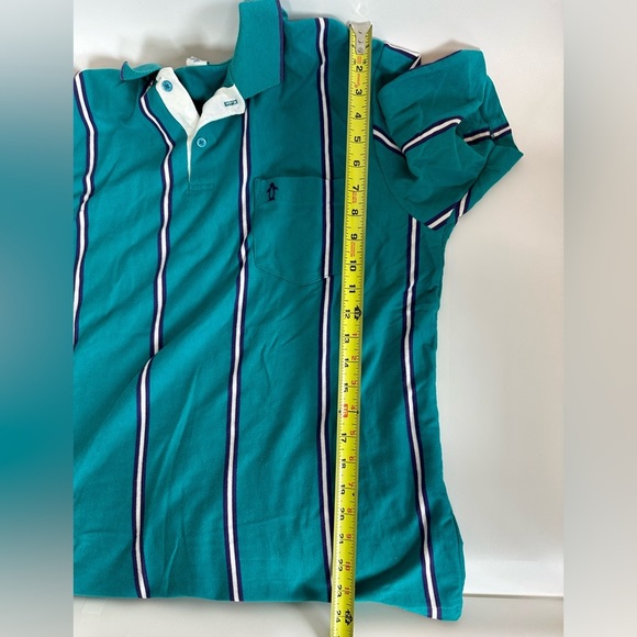 Vintage Penguin Club‎ Vertical Stripe Polo Mens XL Teal Made in USA - Picture 8 of 8
